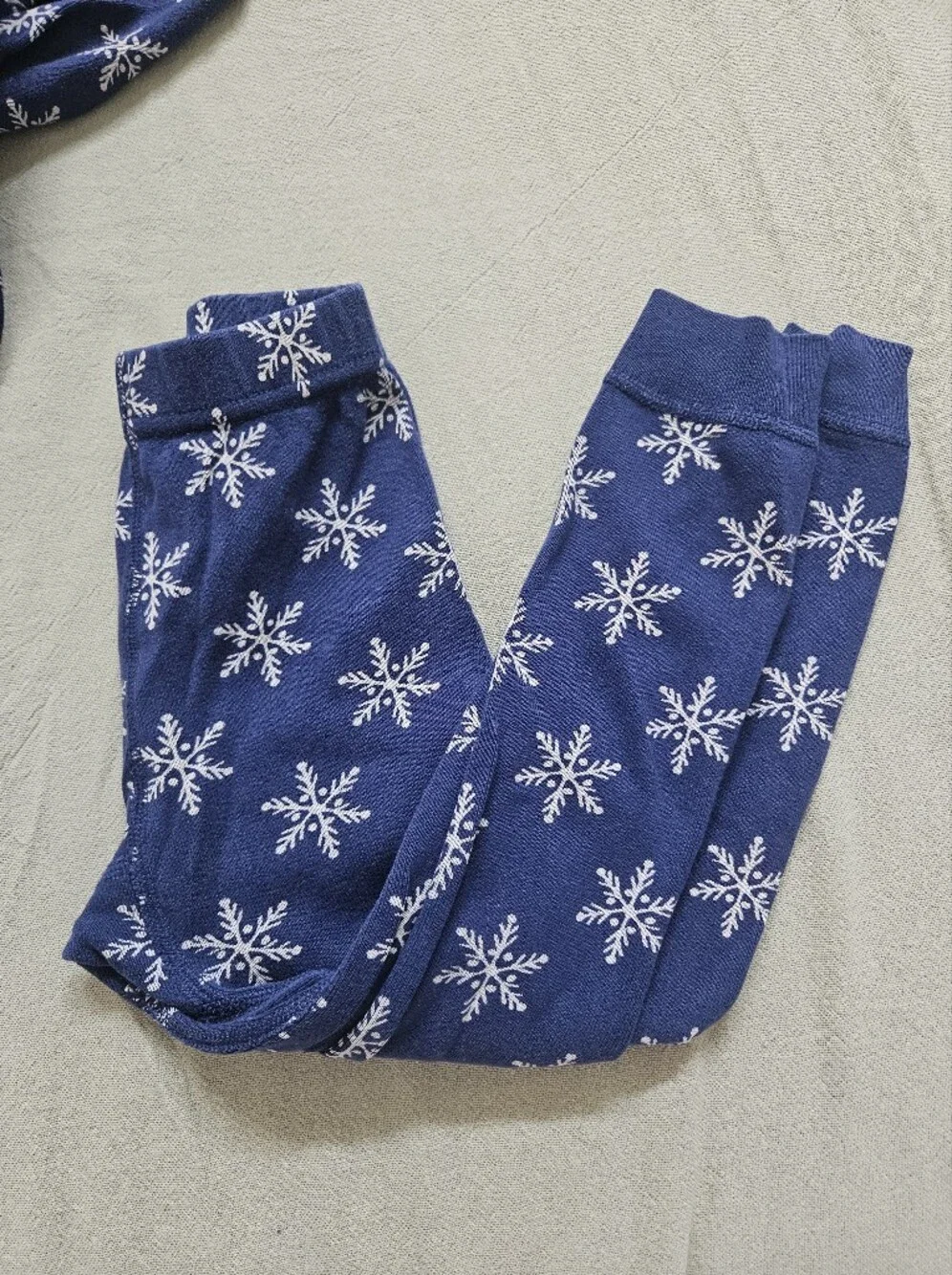 ​Hanna Andersson Blue Snowflake Organic Cotton Long Johns Pajama Set Kids US 4